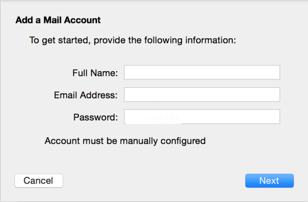 add mail account manually